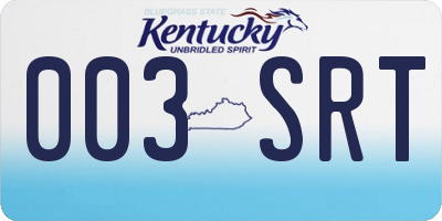 KY license plate 003SRT