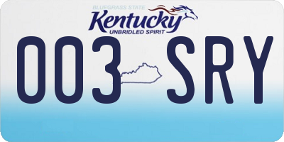 KY license plate 003SRY