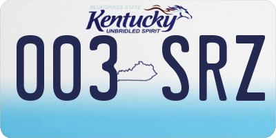 KY license plate 003SRZ