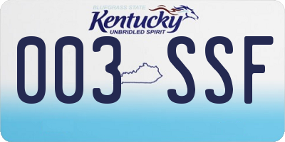 KY license plate 003SSF