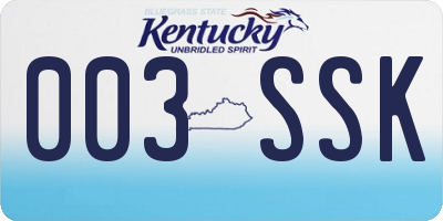 KY license plate 003SSK