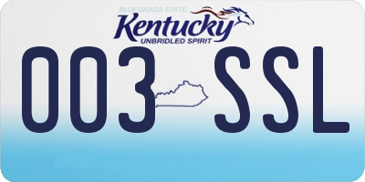 KY license plate 003SSL