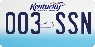 KY license plate 003SSN