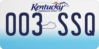 KY license plate 003SSQ