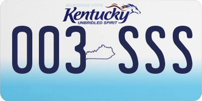 KY license plate 003SSS