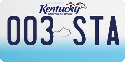 KY license plate 003STA