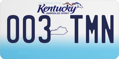 KY license plate 003TMN