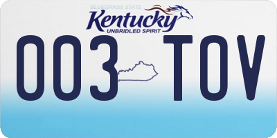 KY license plate 003TOV