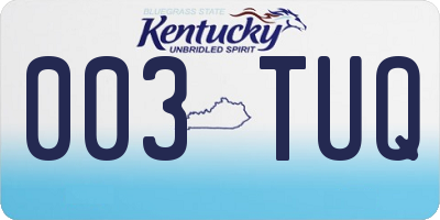 KY license plate 003TUQ