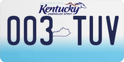 KY license plate 003TUV