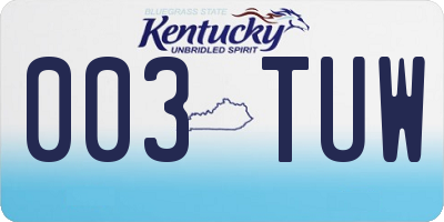 KY license plate 003TUW