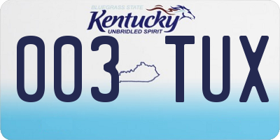 KY license plate 003TUX