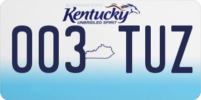 KY license plate 003TUZ