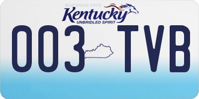 KY license plate 003TVB