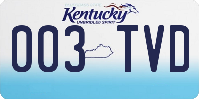 KY license plate 003TVD