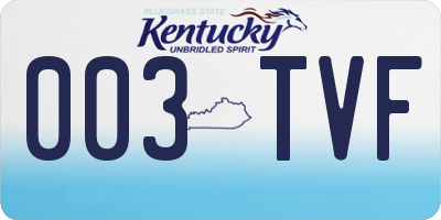 KY license plate 003TVF