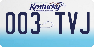 KY license plate 003TVJ