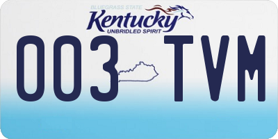 KY license plate 003TVM