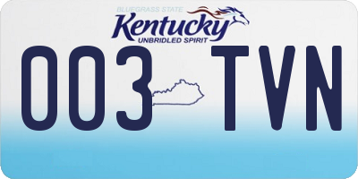 KY license plate 003TVN