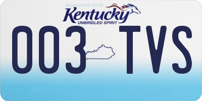 KY license plate 003TVS