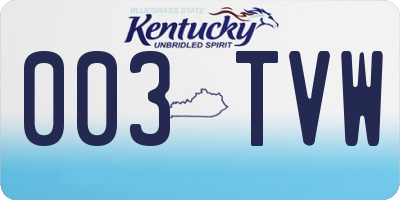 KY license plate 003TVW