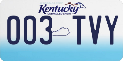 KY license plate 003TVY