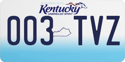 KY license plate 003TVZ