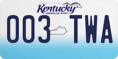 KY license plate 003TWA