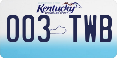 KY license plate 003TWB
