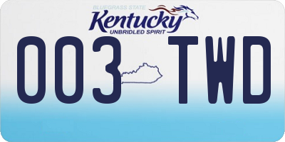 KY license plate 003TWD