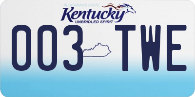 KY license plate 003TWE