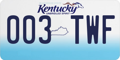 KY license plate 003TWF
