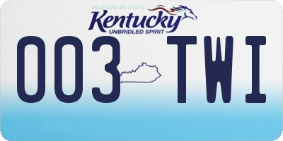 KY license plate 003TWI