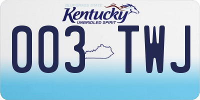 KY license plate 003TWJ