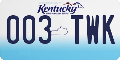 KY license plate 003TWK