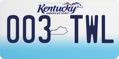 KY license plate 003TWL
