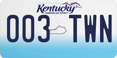 KY license plate 003TWN