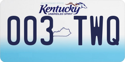 KY license plate 003TWQ
