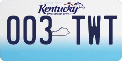 KY license plate 003TWT