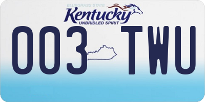 KY license plate 003TWU
