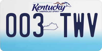 KY license plate 003TWV