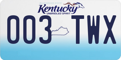 KY license plate 003TWX