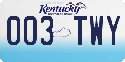 KY license plate 003TWY