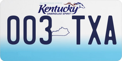 KY license plate 003TXA