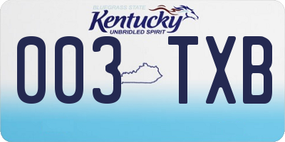 KY license plate 003TXB
