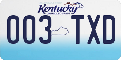 KY license plate 003TXD