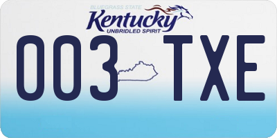 KY license plate 003TXE