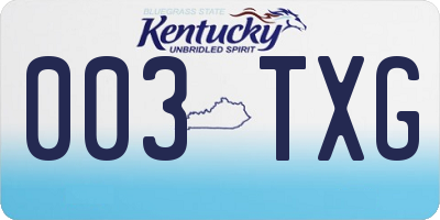 KY license plate 003TXG