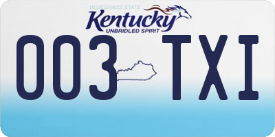 KY license plate 003TXI