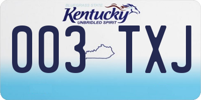 KY license plate 003TXJ
